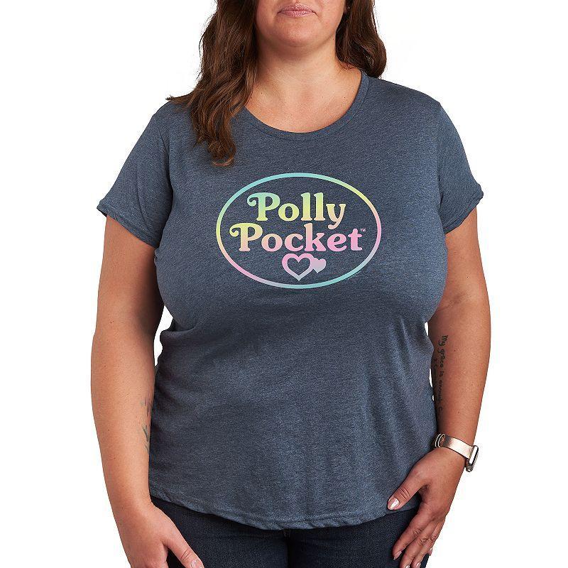 Plus Polly Pocket Ombre Logo Graphic Tee, Womens Grey Royal Blue Product Image