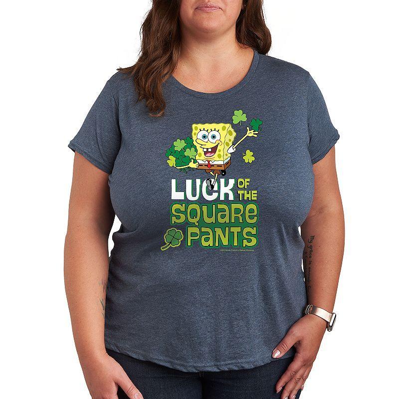 Plus SpongeBob SquarePants Luck Of The Square Pants Graphic Tee, Womens Black Product Image