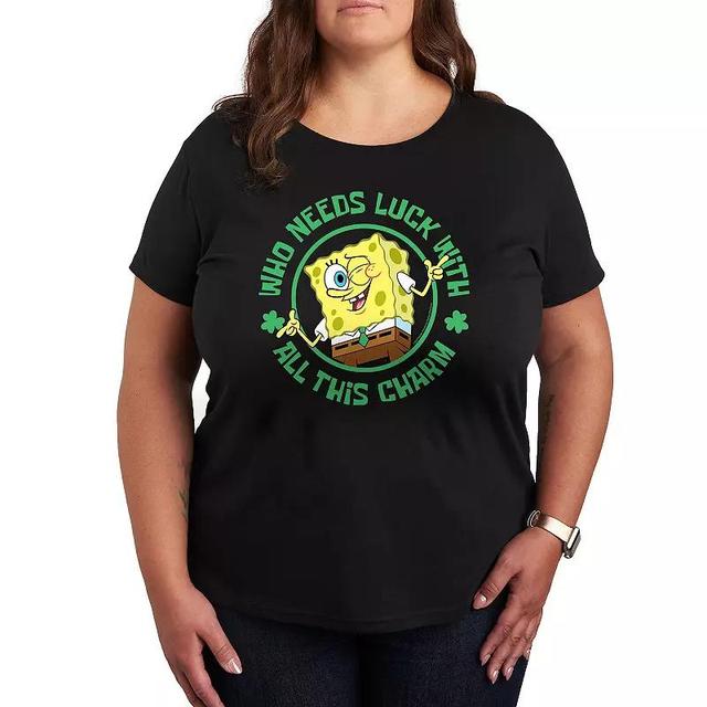 Plus SpongeBob SquarePants Who Needs Luck Graphic Tee, Womens Product Image