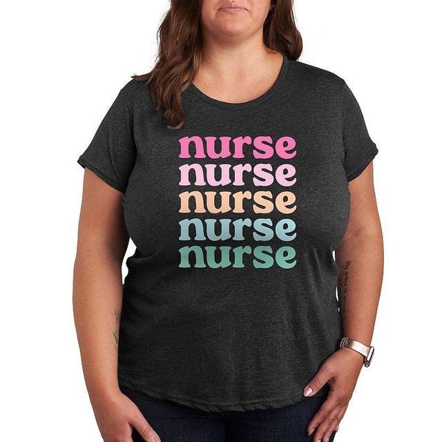 Plus Nurse Stacked Graphic Tee, Womens Heather Grey Product Image