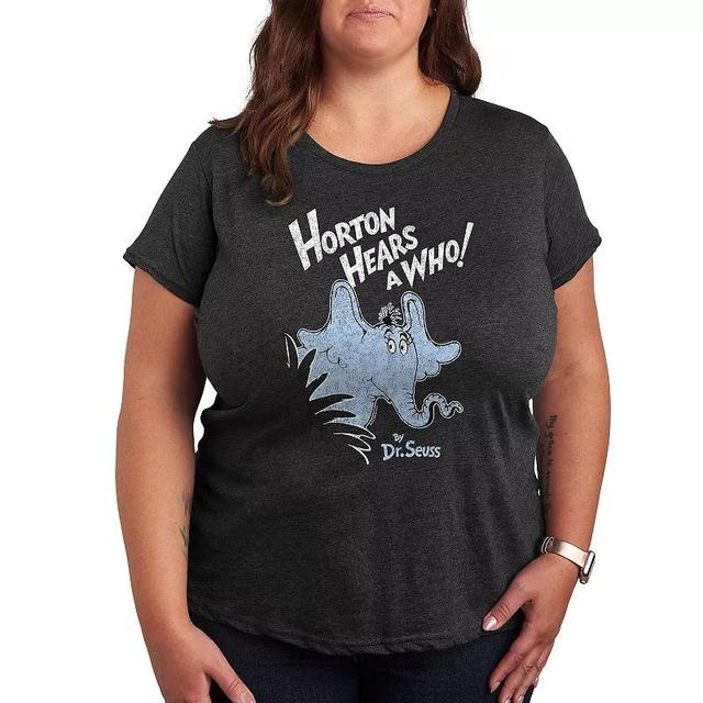 Plus Dr. Seuss Horton Distressed Graphic Tee, Womens Heather Grey Product Image