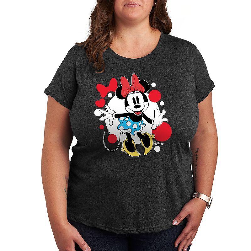 Disneys Minnie Mouse Plus Dots Graphic Graphic Tee, Womens Heather Grey Product Image