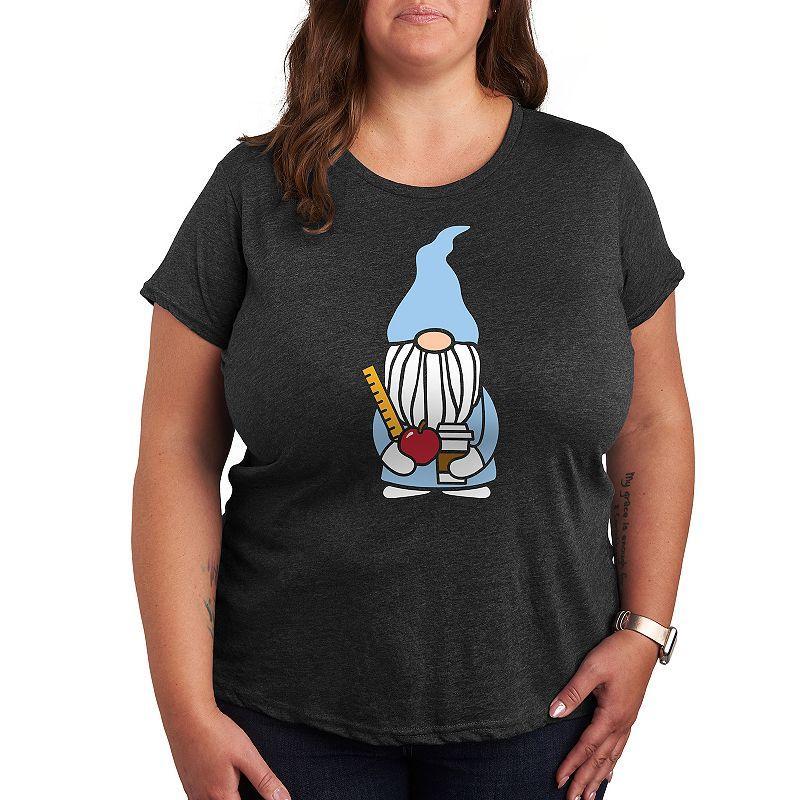 Plus Teacher Gnome Graphic Tee, Womens Heather Grey Product Image