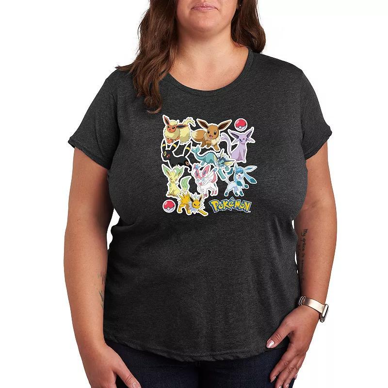 Womens Pokemon Eeveelution Stickers Tee, Girls Grey Juniper Product Image