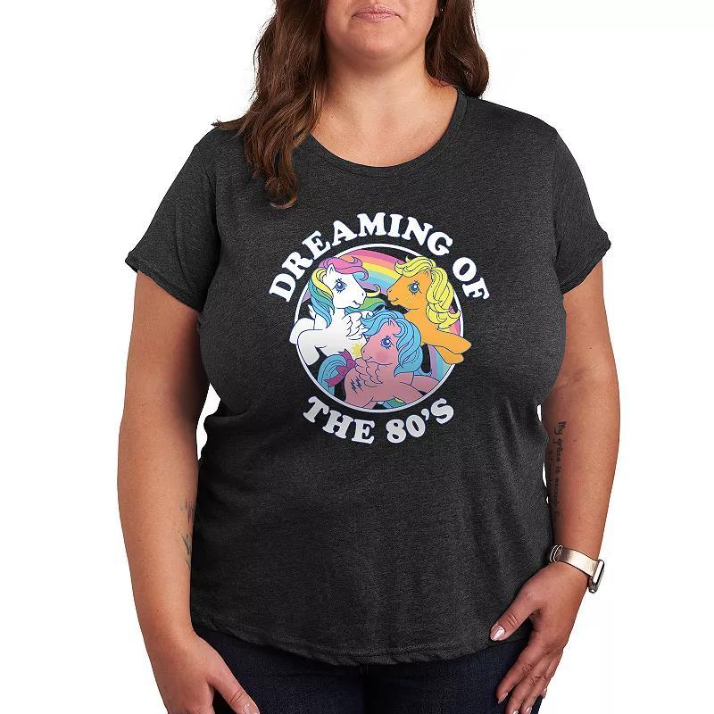 Plus My Little Pony Dreaming Of The 80s Graphic Tee, Womens Grey Blue Product Image