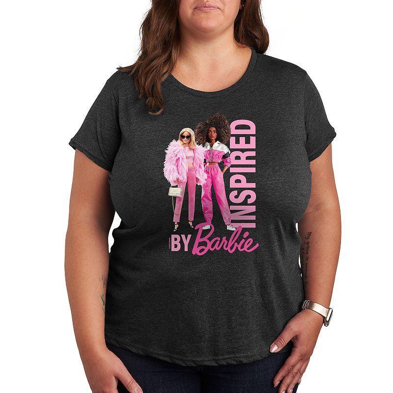 Plus Size Barbie Inspired By Barbie Graphic Tee, Womens Dark Grey Product Image