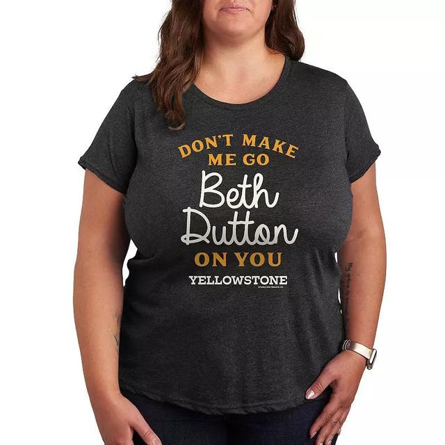 Plus Yellowstone Go Beth Dutton Graphic Tee, Womens Heather Grey Product Image