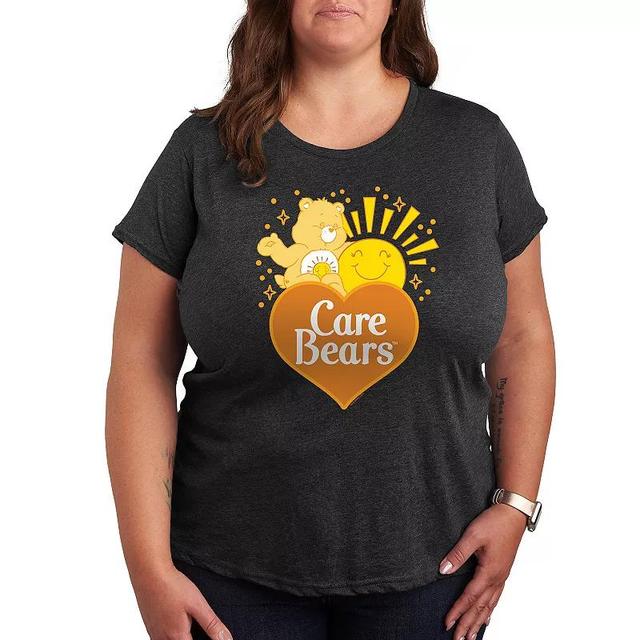 Plus Care Bears Funshine Logo Graphic Tee, Womens Grey Royal Blue Product Image