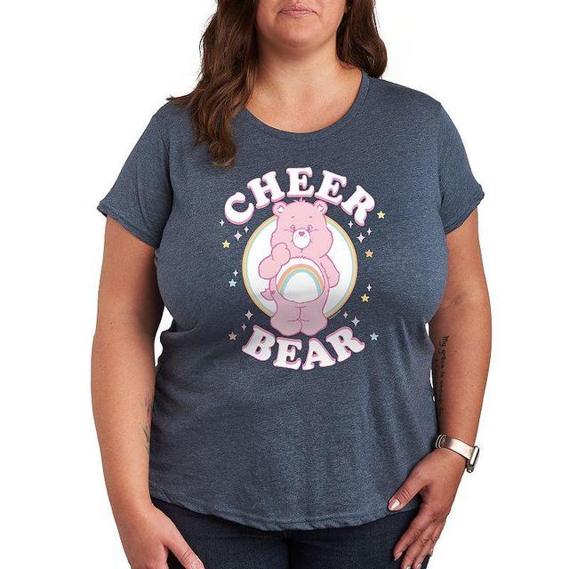 Plus Care Bears Cheer Bear Graphic Tee, Womens Grey Blue Product Image