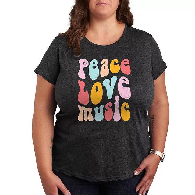 Plus Size SpongeBob Squarepants Stacked Love With Hearts Graphic Tee, Womens Heather Grey Product Image