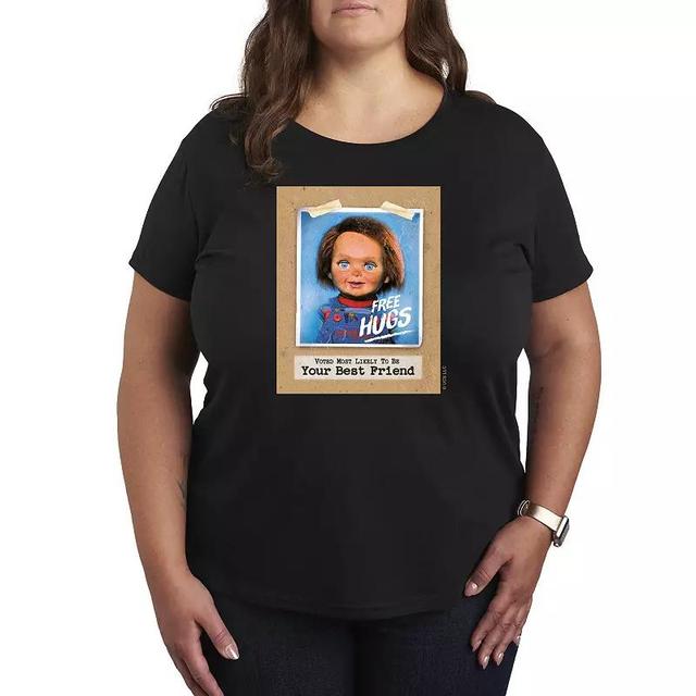 Plus Size Chucky Free Hugs Graphic Tee, Womens Heather Grey Product Image