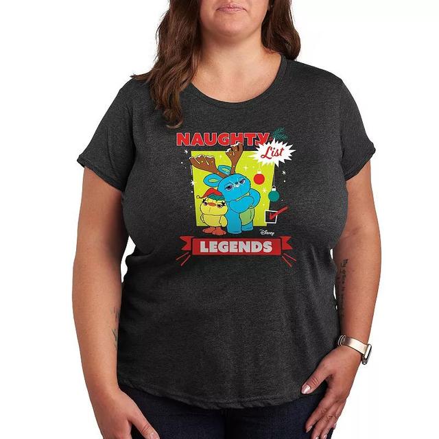 Disney / Pixars Toy Story Womens Naughty List Legends Graphic Tee, Girls Grey Gray Product Image