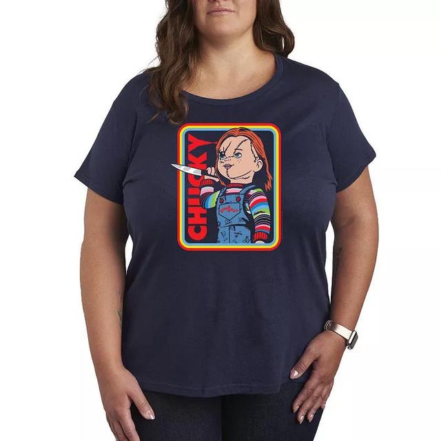 Plus Size Chucky Retro Graphic Tee, Womens Blue Product Image