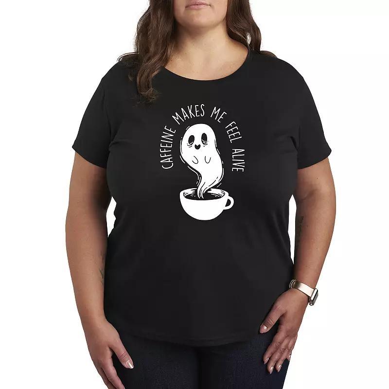 Plus Size Caffeine Makes Me Feel Alive Graphic Tee, Womens Product Image