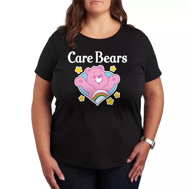 Plus Care Bears Logo Cheer Heart Graphic Tee, Womens Grey Royal Blue Product Image