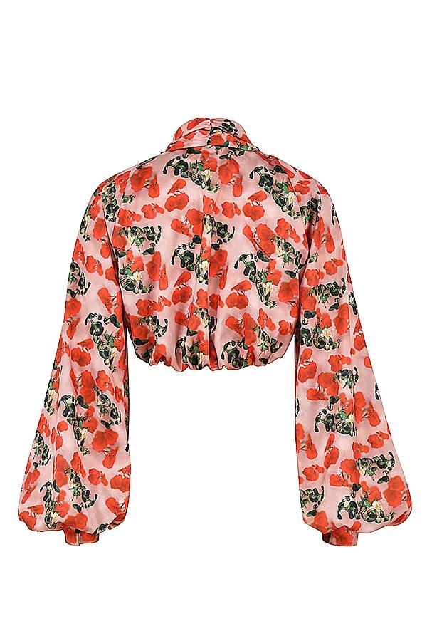 Monica Rose Print Satin Plunge Top Product Image