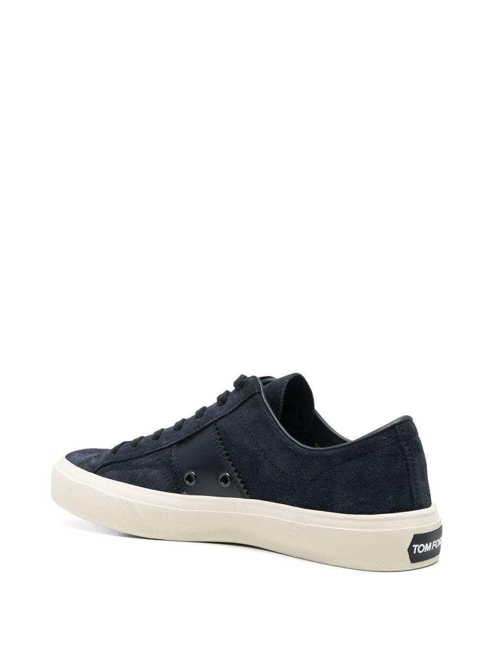 TOM FORD Logo-patch Lace-up Sneakers In Blue Product Image