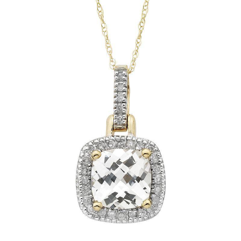 Lab Created White Sapphire & 1/8 Carat T.W. Diamond 10k Gold Halo Pendant Necklace, Womens Pink Product Image