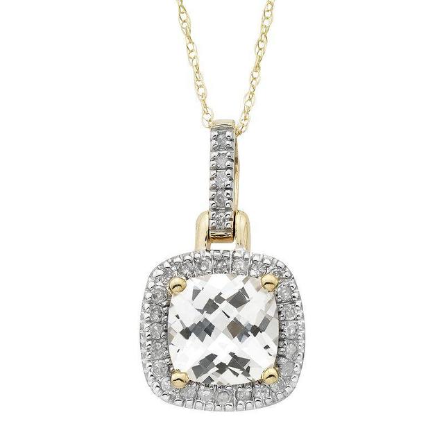 Lab Created White Sapphire & 1/8 Carat T.W. Diamond 10k Gold Halo Pendant Necklace, Womens Pink Product Image