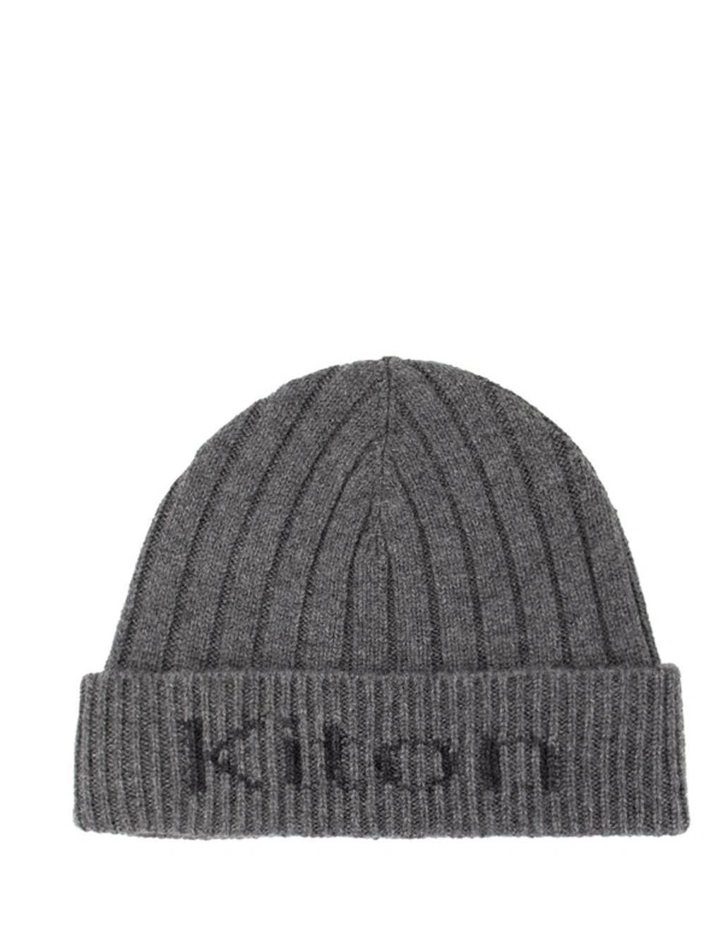 Intarsia-knit Logo Cashmere Beanie In Grey Product Image