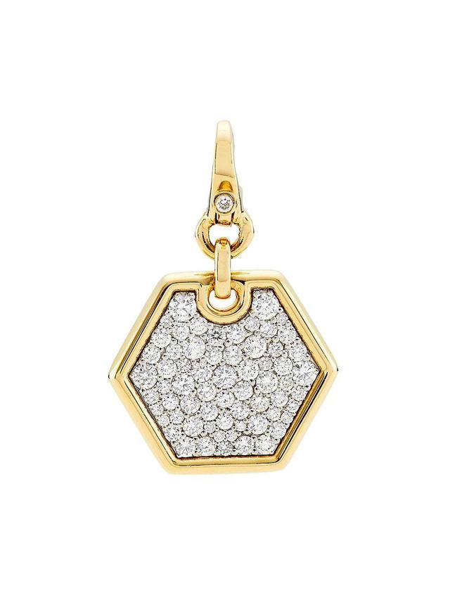 Womens 14K Yellow Gold & 1.2 TCW Natural Diamond Hexagon Pendant Product Image