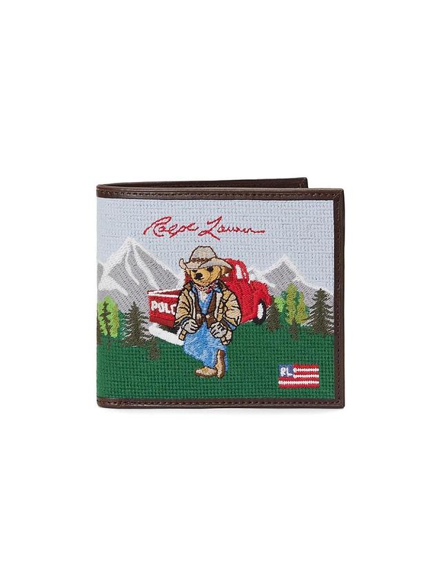 Mens Polo Bear Western Needlepoint Slim Wallet Product Image