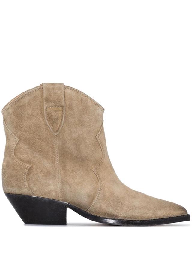 Dewina Distressed Suede Ankle Boots In Taupe Product Image