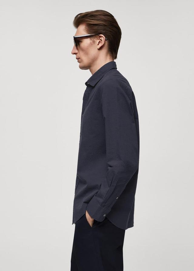 Mango Mens 100% Seersucker Cotton Shirt Product Image