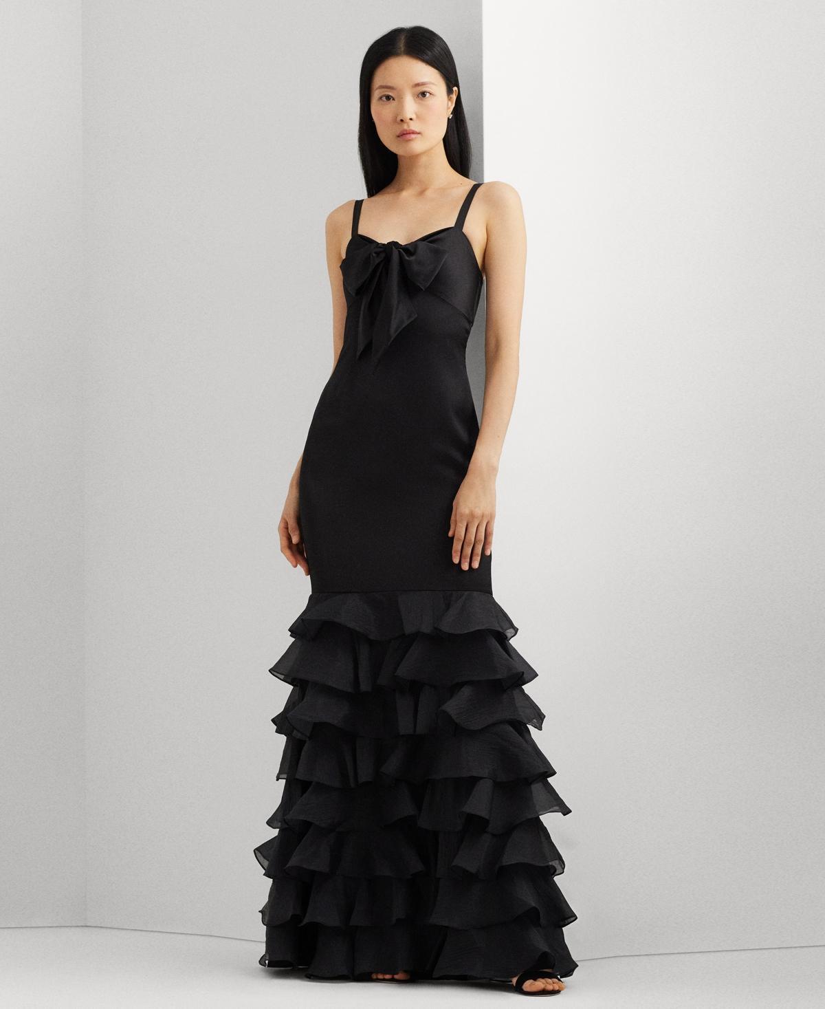 Lauren Ralph Lauren Womens Satin Tiered Ruffled Gown Product Image