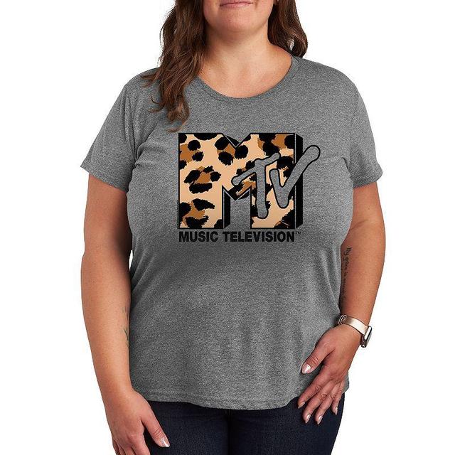 Plus MTV Leopard Art Graphic Tee, Womens Product Image