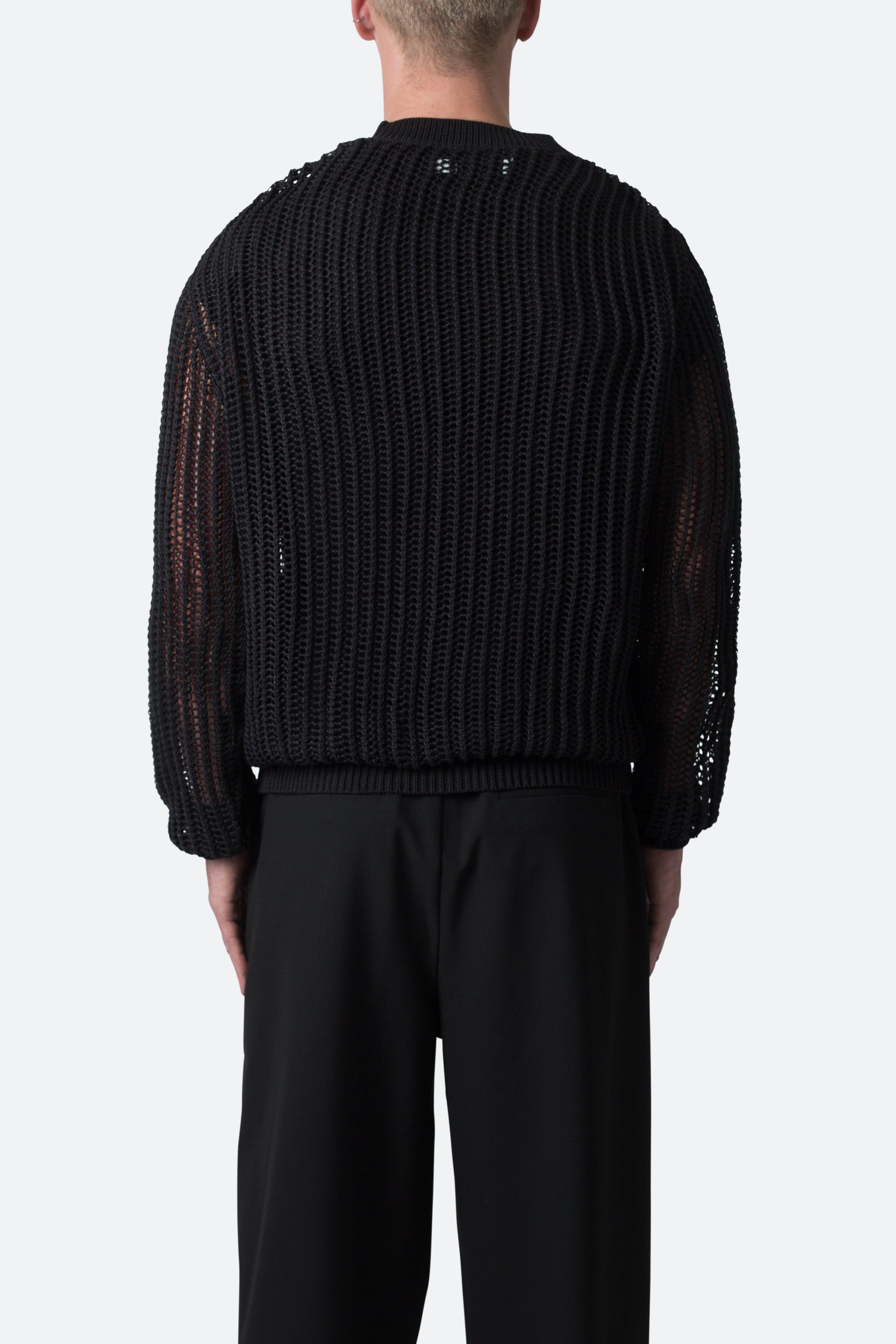 Mesh Knit Sweater - Black Product Image