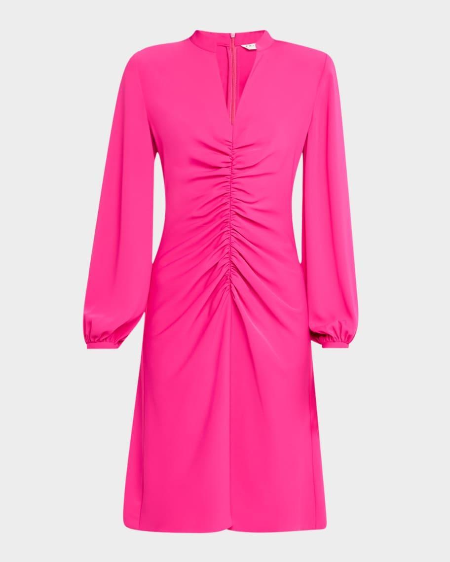 Lora Ruched Blouson-Sleeve Dress Product Image