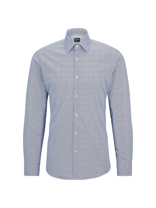 Mens Regular-Fit Shirt in Patterned Stretch Cotton Product Image