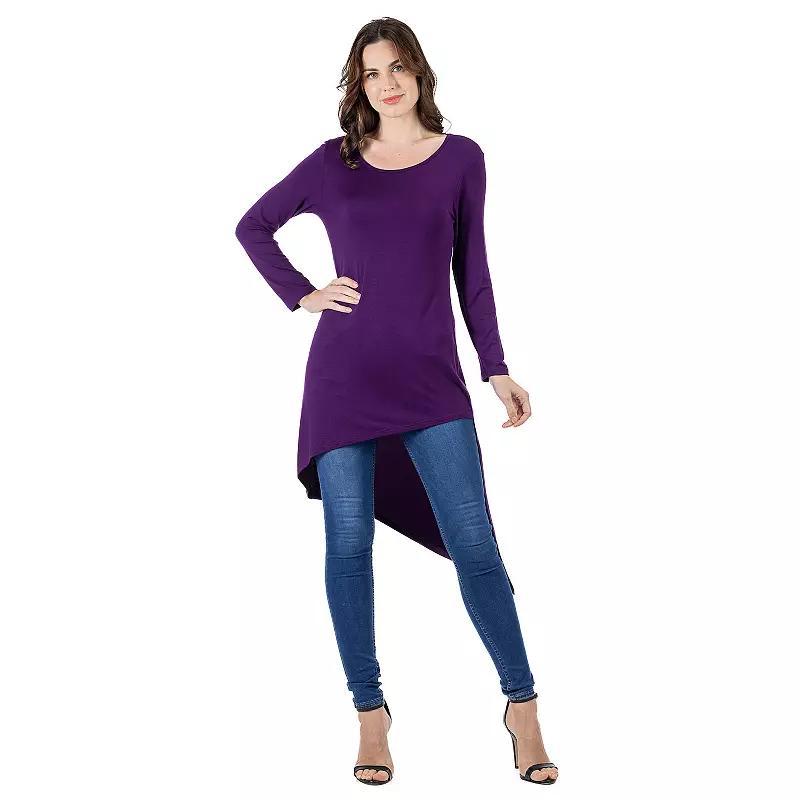 Womens 24Seven Comfort Apparel Long Sleeve Knee Length Asymmetrical Tunic Top Product Image