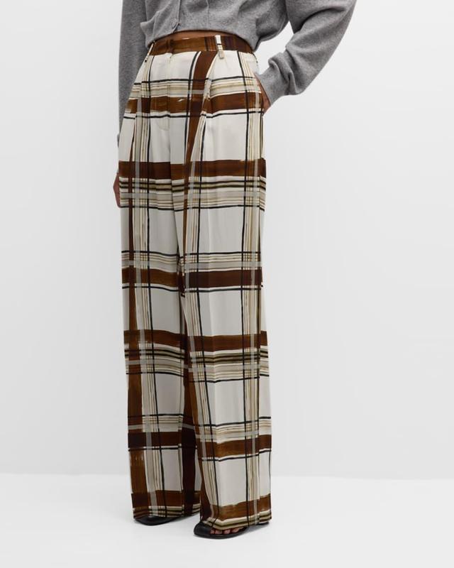 Porter Plaid Wide-Leg Pants Product Image