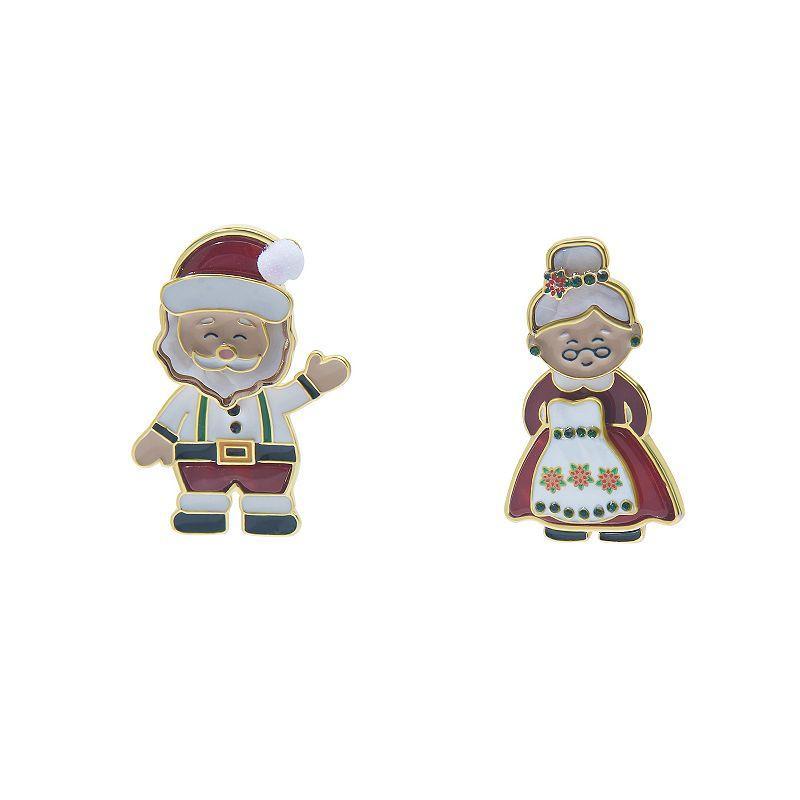 Celebrate Together Light Skin Tone Mr. & Mrs. Claus Drop Earrings, Womens, Green Product Image