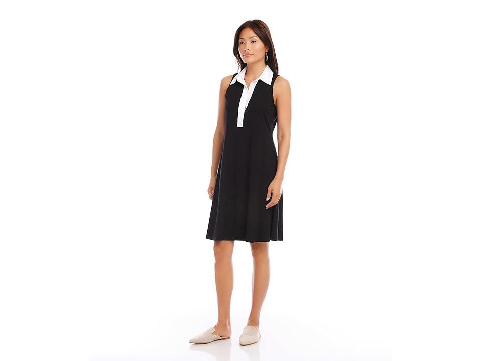 Karen Kane Contrast Placket Dress White) Women's Dress Product Image