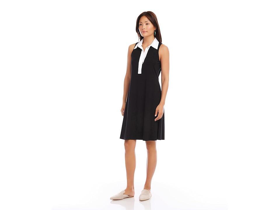 Karen Kane Contrast Placket Dress White) Women's Dress Product Image