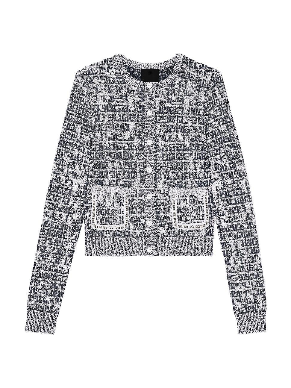 Womens Cardigan In 4G Tweed With Chains Detail Product Image