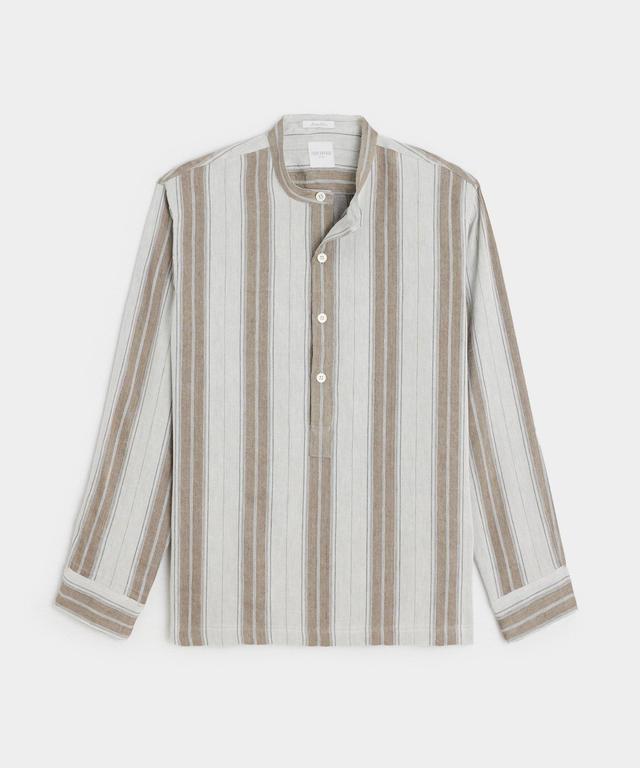 Italian Band Collar Popover Shirt Stripe Product Image