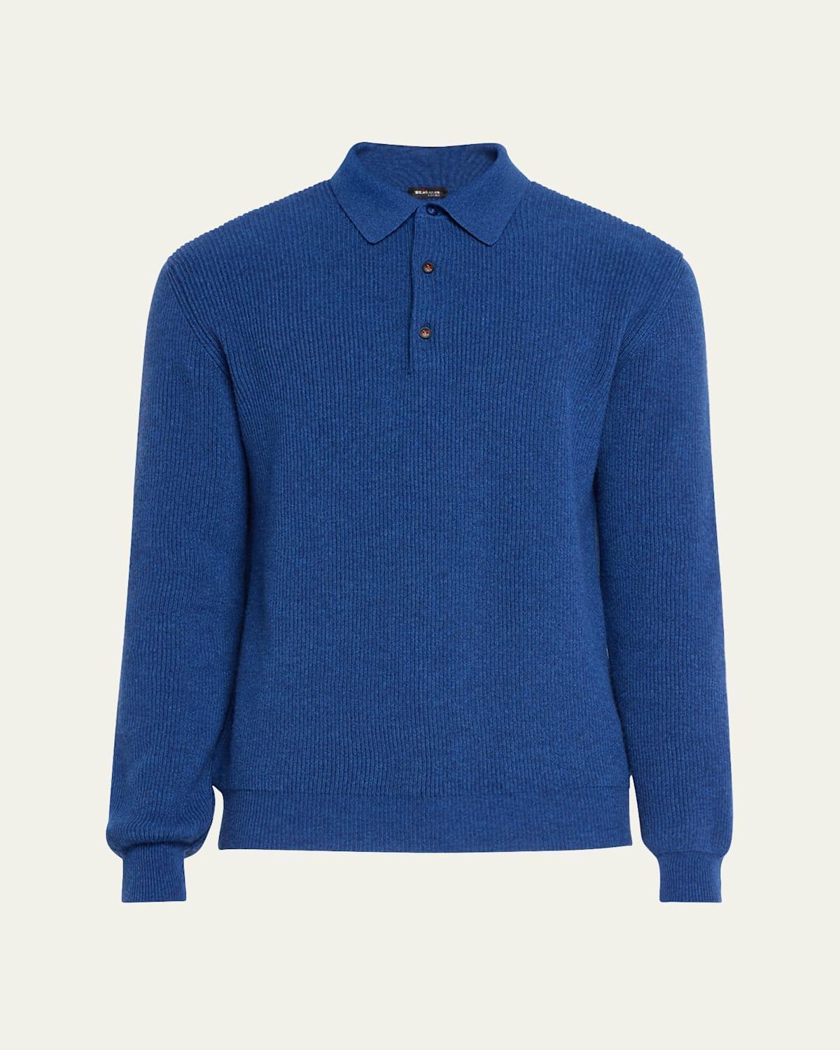 Mens Cashmere Rib Polo Sweater Product Image