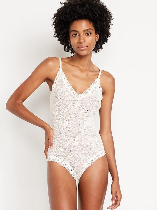 V-Neck Lace Bodysuit Product Image