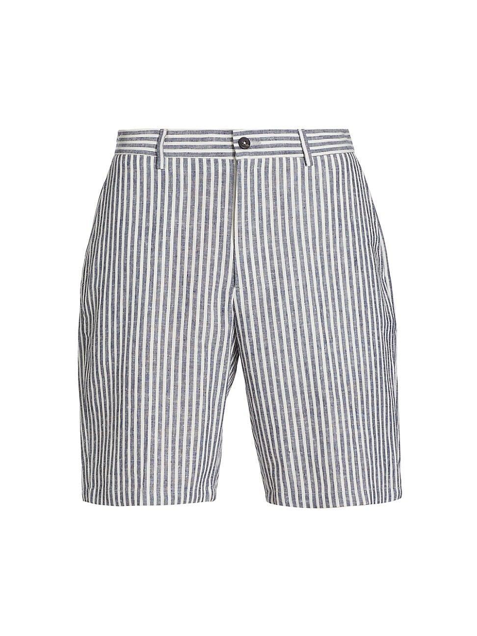 Mens Slim-Fit Stripe Linen-Blend Shorts Product Image