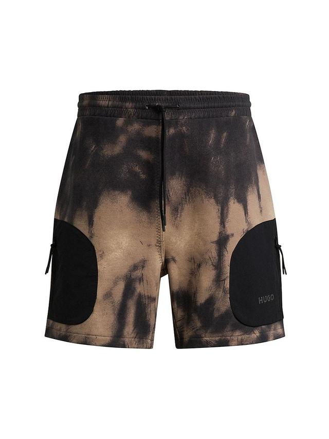 Mens Cotton-Terry Relaxed-Fit Shorts with Logo Print Product Image