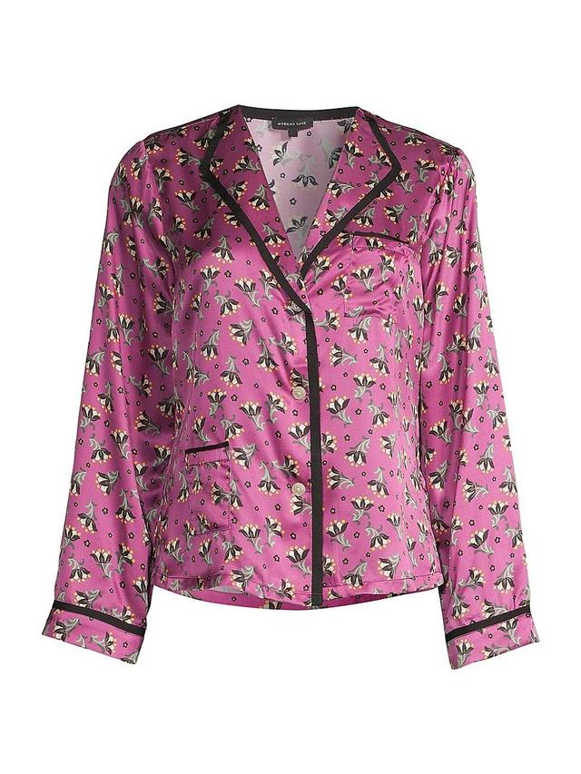 Womens Mimi Floral Satin Button-Front Shirt Product Image