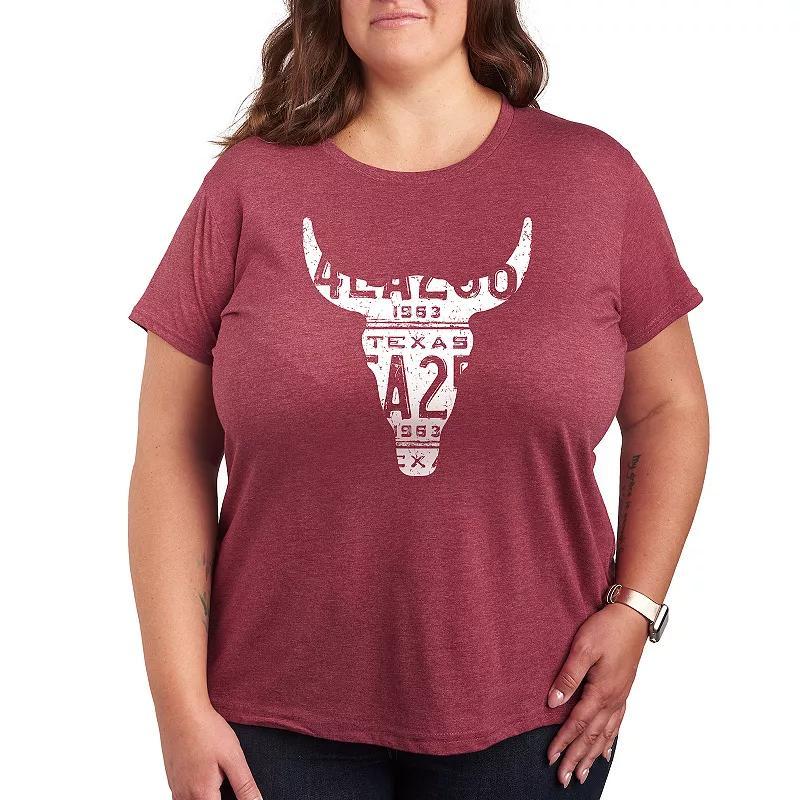 Plus Size Texas License Plate Steer Graphic Tee, Womens Product Image