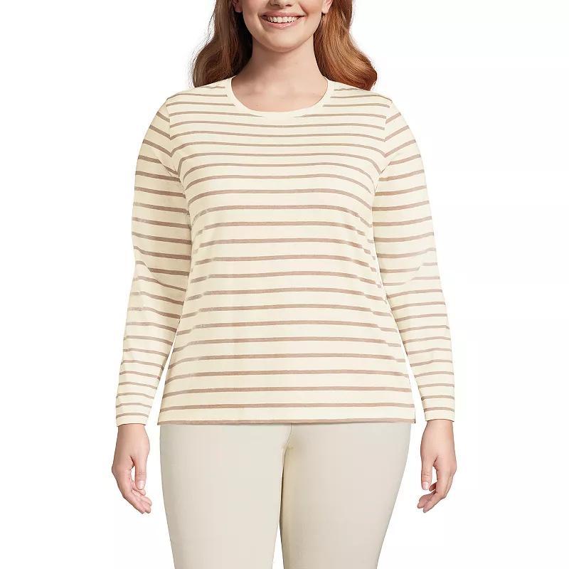 Plus Size Lands End Relaxed Supima Cotton Crewneck Tee, Womens Product Image