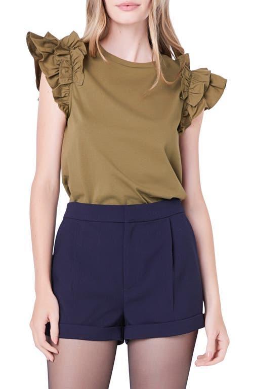 English Factory Ruffle Sleeve Mix Media Cotton Top Product Image