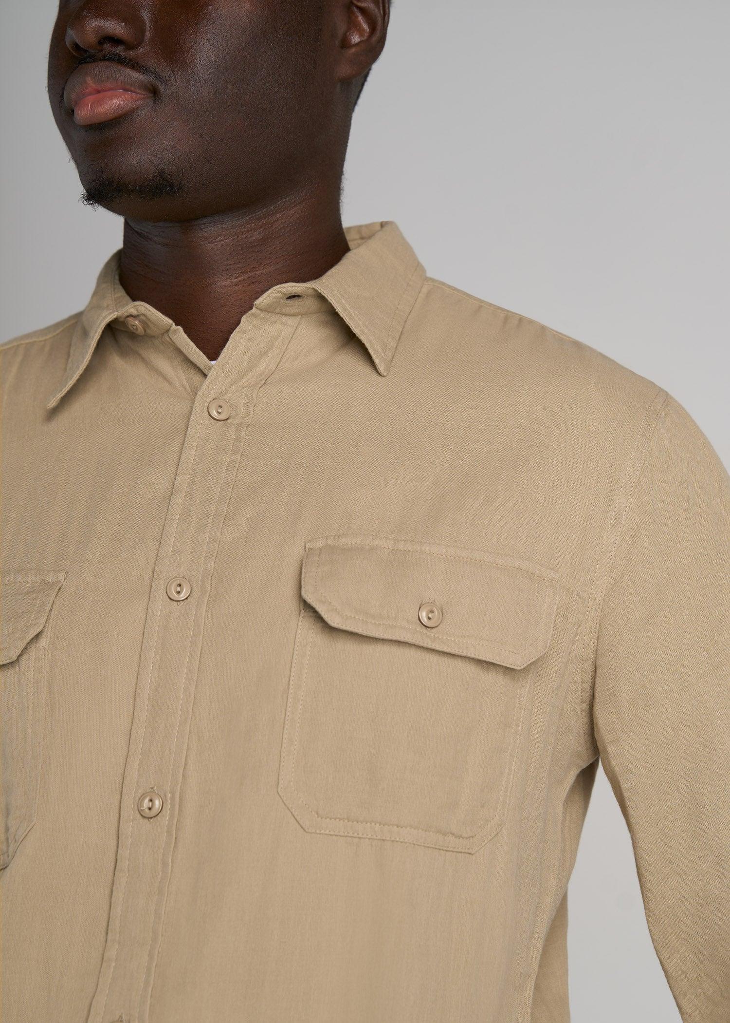 LJ&S Double Weave Shirt for Tall Men in Vintage Buck Product Image