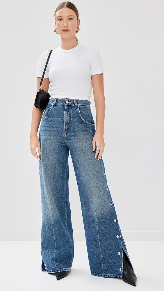 Stella McCartney Snap Blue Denim Loose Jeans | Shopbop Product Image